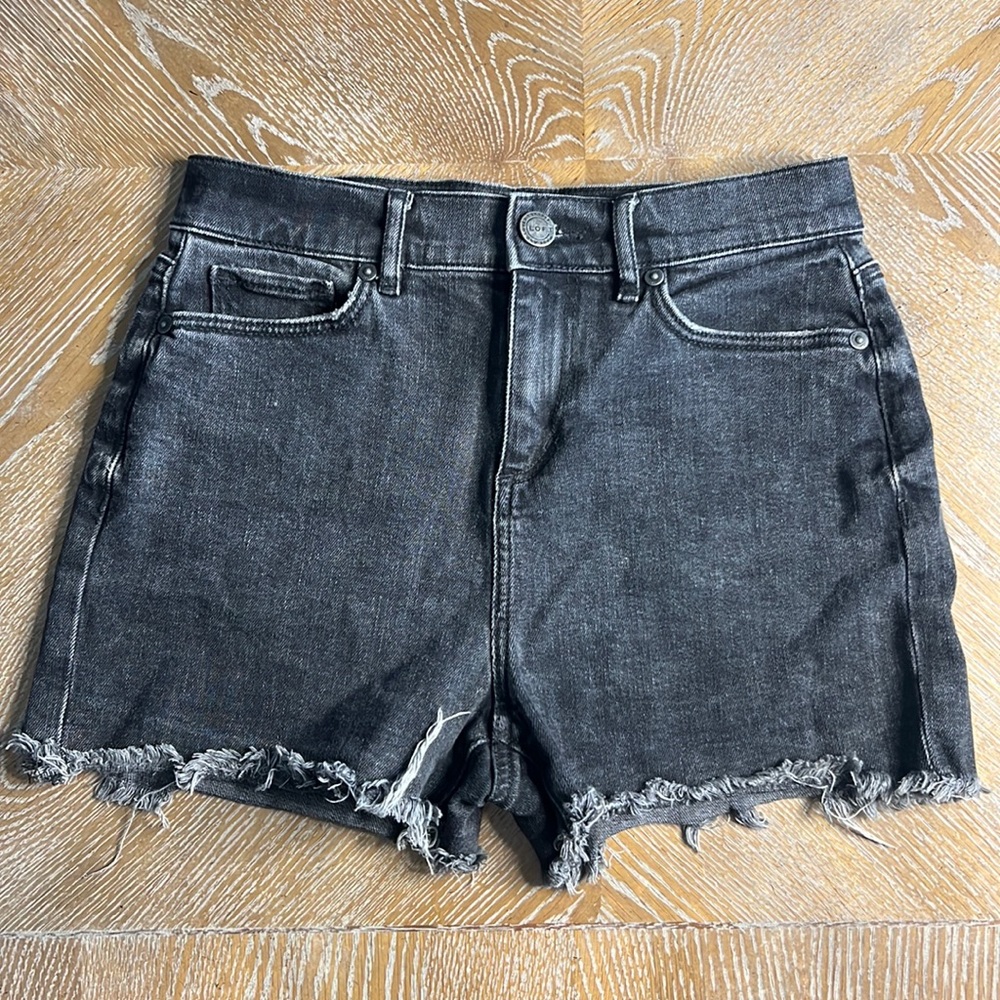 ANN TAYLOR LOFT Grey Raw Hem Black Denim Jean Short 24